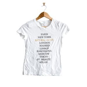Michael Kors Women's White Crew Neck Cities Short Sleeve T-Shirt Size XS